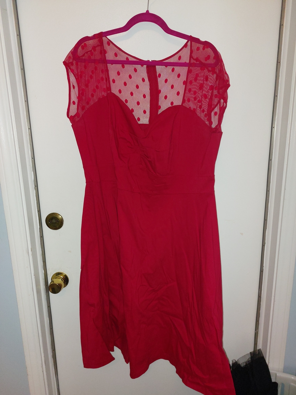 torrid Red Polka-Dot Mesh Fit & Flare Midi Dress